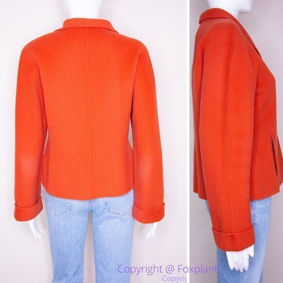 Carole Little 100% wool Orange blazer jacket with black button, size Petite - Picture 2 of 16